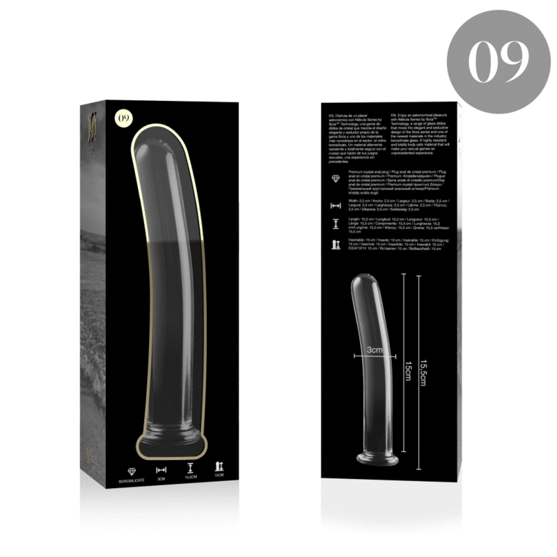 NEBULA SERIES BY IBIZA - MODEL 9 TRANSPARENT GLASS DILDO 15.5 CM -OR- 2.5 CM