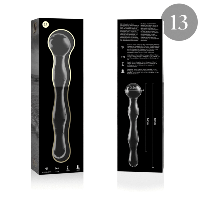 NEBULA SERIES BY IBIZA - MODELO 13 DILDO CRISTAL TRANSPARENTE 18 CM -O- 3.5 CM