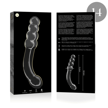 NEBULA SERIES BY IBIZA - MODEL 14 TRANSPARENT GLASS DILDO 18.5 CM -OR- 3 CM