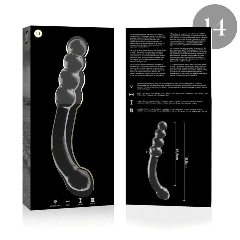 NEBULA SERIES BY IBIZA - MODELO 14 DILDO CRISTAL TRANSPARENTE 18.5 CM -O- 3 CM