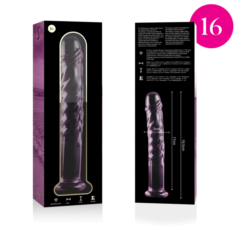 NEBULA SERIES BY IBIZA - MODEL 16 PINK CRYSTAL DILDO 18.5 CM -OR- 3 CM