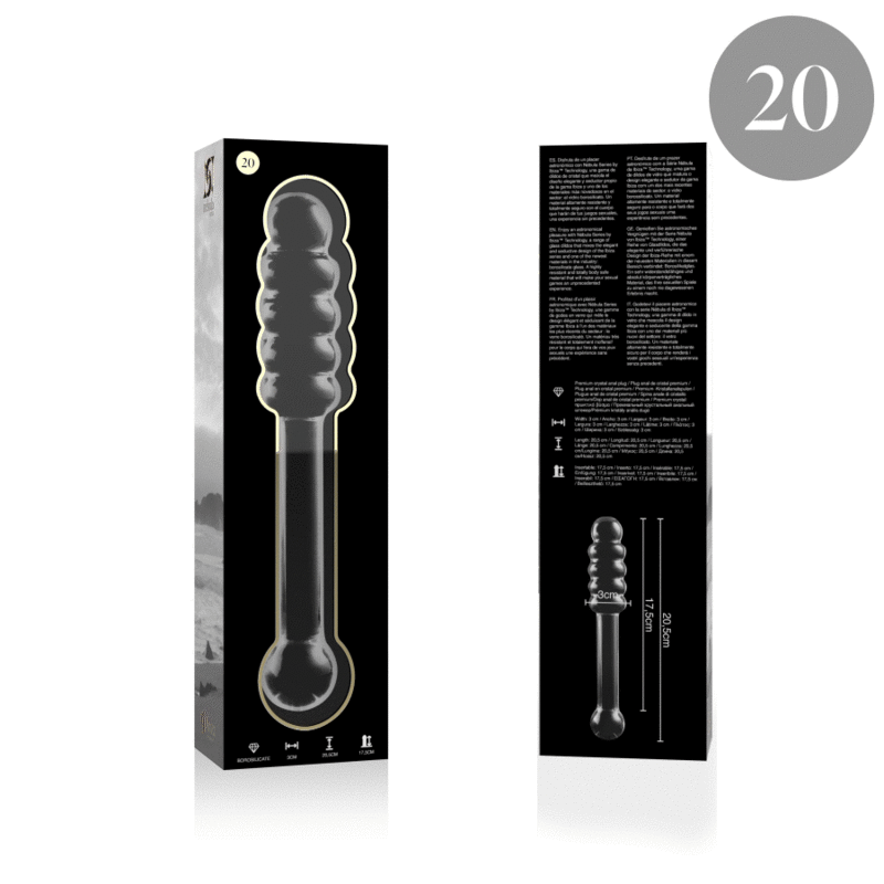 NEBULA SERIES BY IBIZA - MODEL 20 TRANSPARENT GLASS DILDO 20.5 CM -OR- 3 CM