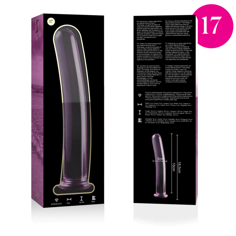 NEBULA SERIES BY IBIZA - MODELO 17 DILDO CRISTAL ROSA 18.5 CM -O- 3 CM