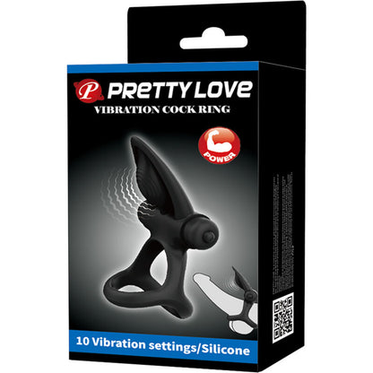 PRETTY LOVE - VIBRerande RING 10 VIBRATIONER SVART SILIKON