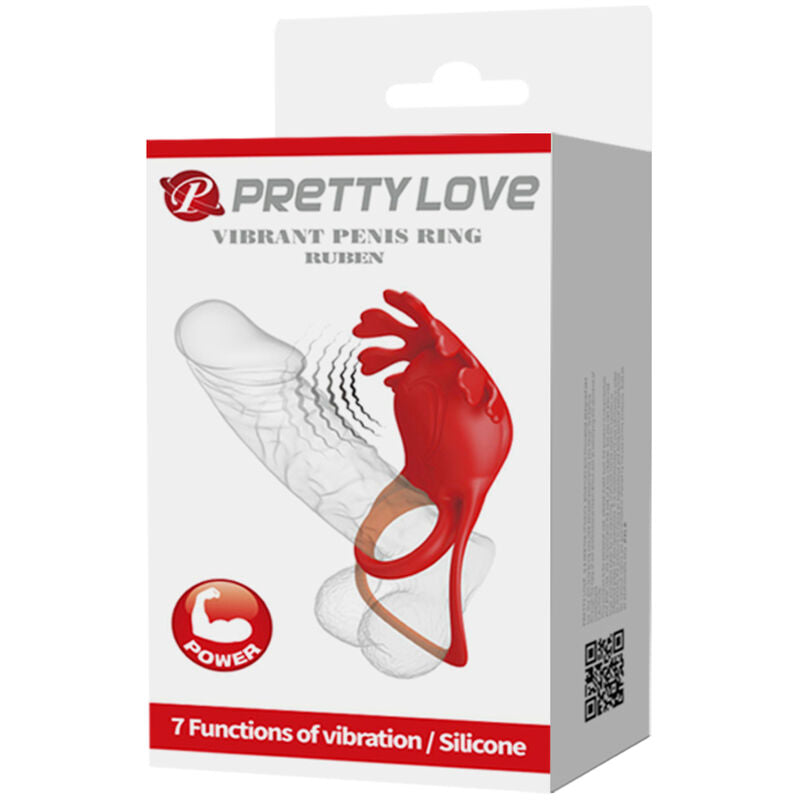 Pretty Love - Ruben Vibrador Ring 7 Vibrations Silicona Vermella