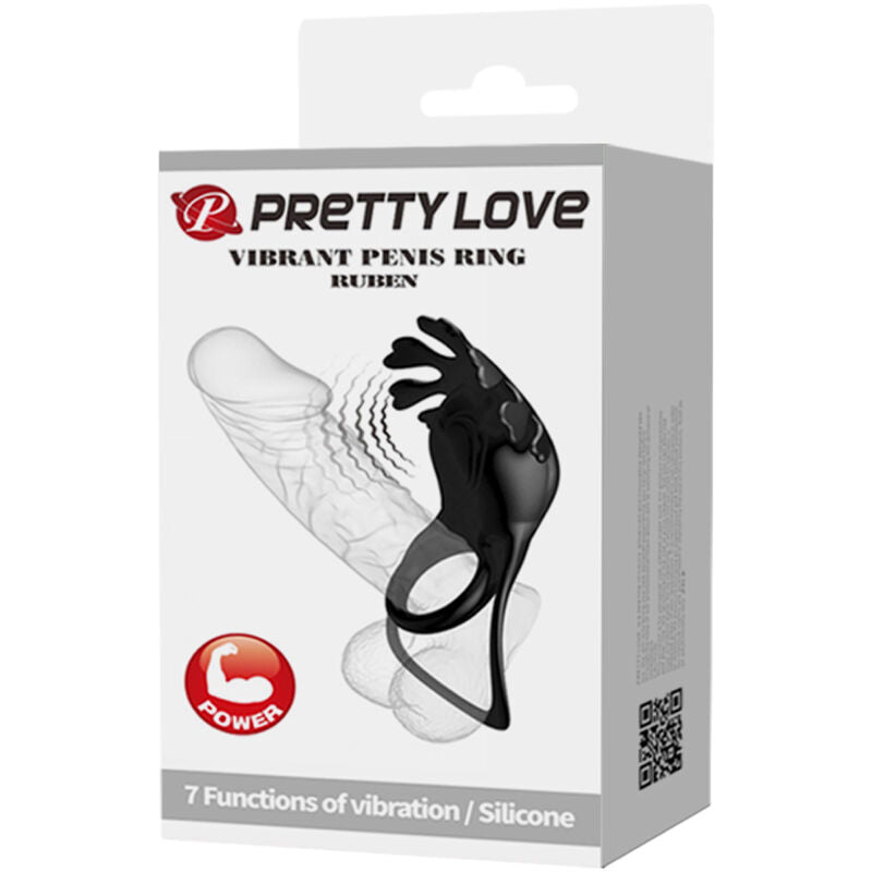 Pretty Love - Ruben Vibrador Ring 7 Vibracions de silicona negra
