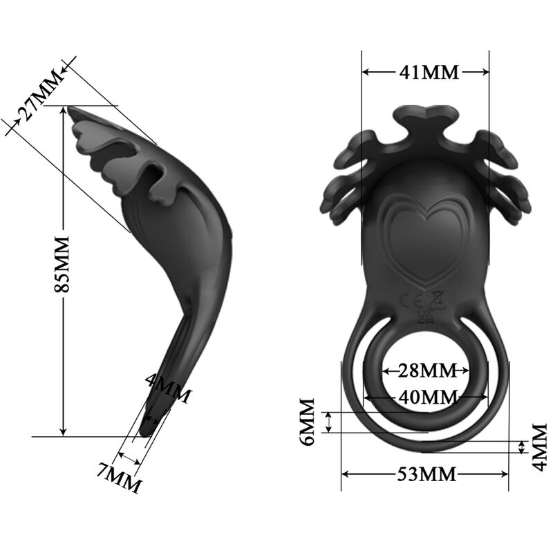 Pretty Love - Ruben Vibrador Ring 7 Vibracions de silicona negra
