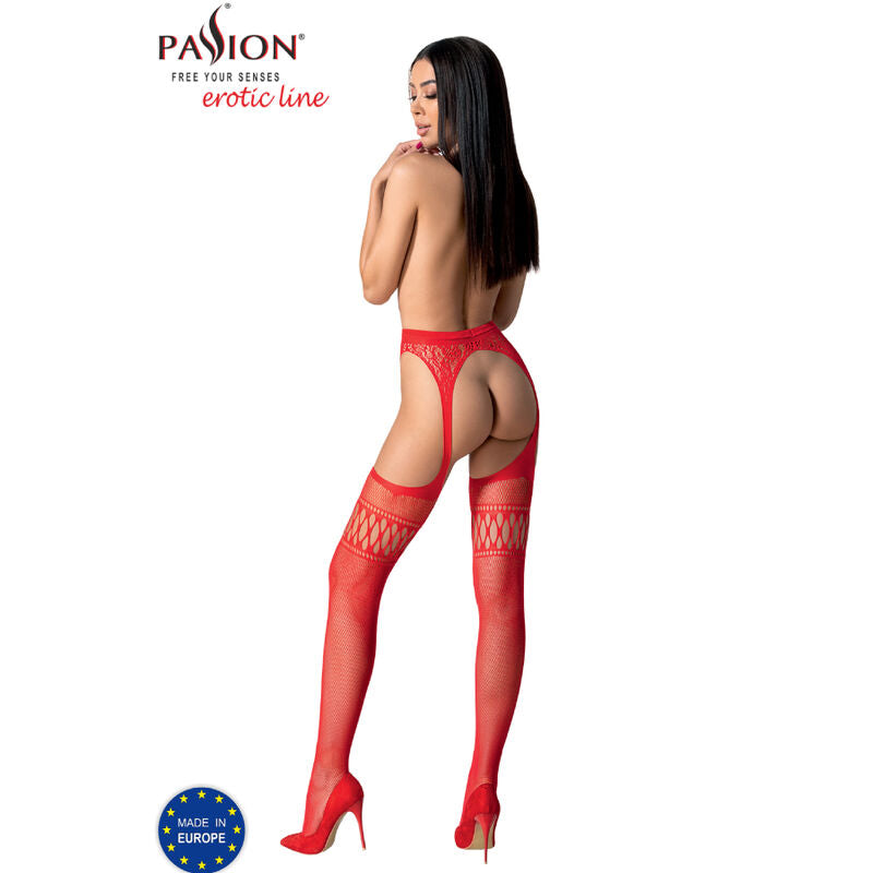 PASSION - S026 RED GARTER STOCKINGS ONE SIZE