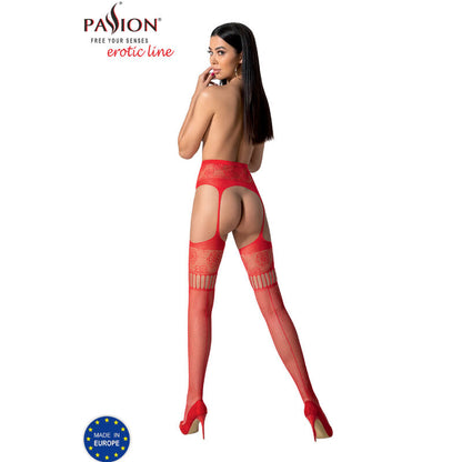 PASSION - S030 RED GARTER STOCKINGS ONE SIZE