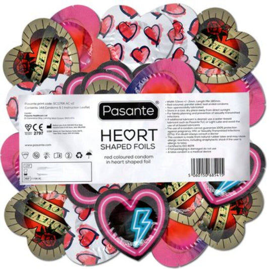 PASANTE - RED HEART SHAPE CONDOM BAG 144 UNITS