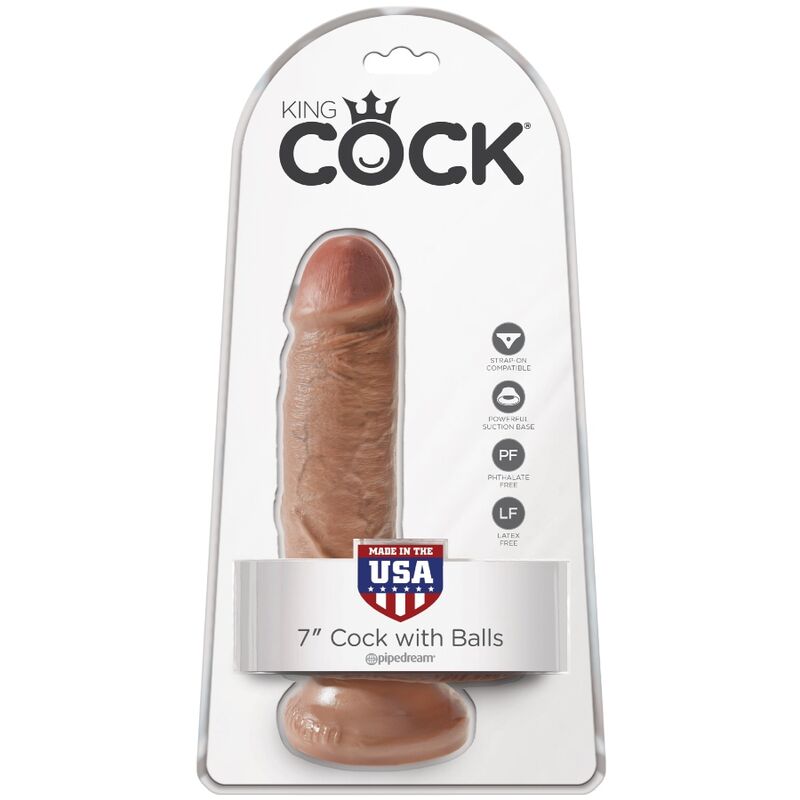 KING COCK - PENE REALÍSTICO CON TESTÍCULOS 13.2 CM CARAMELO