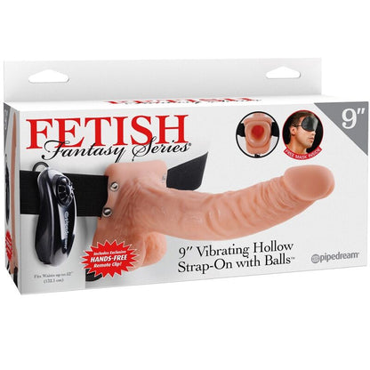 FETISH FANTASY SERIES - ADJUSTABLE HARNESS WITH REMOTE CONTROL, REALISTIC PENIS WITH TESTICLES, 23 CM