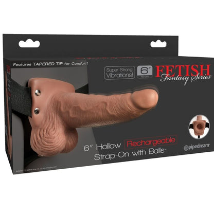 FETISH FANTASY SERIES - ADJUSTABLE HARNESS WITH REALISTIC PENIS, RECHARGEABLE TESTICLES, AND VIBRATOR (15 CM)