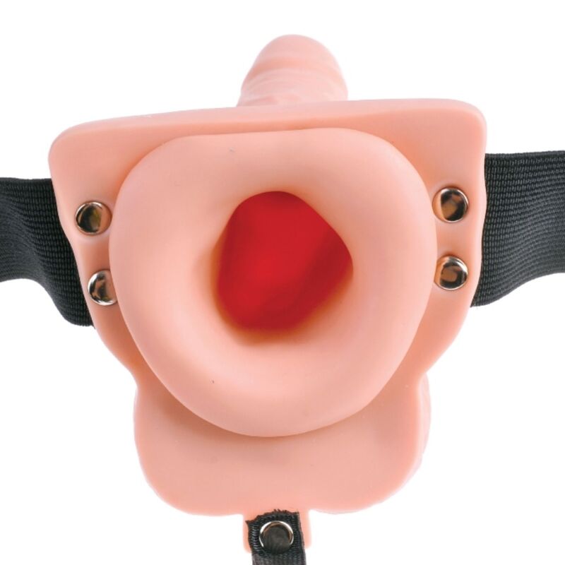 FETISH FANTASY SERIES - ADJUSTABLE HARNESS WITH REMOTE CONTROL, REALISTIC PENIS WITH RECHARGEABLE TESTICLES AND VIBRATOR (15 CM)