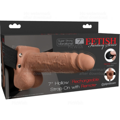 FETISH FANTASY SERIES - ADJUSTABLE HARNESS WITH REALISTIC PENIS, RECHARGEABLE TESTICLES, AND VIBRATOR (17.8 CM)