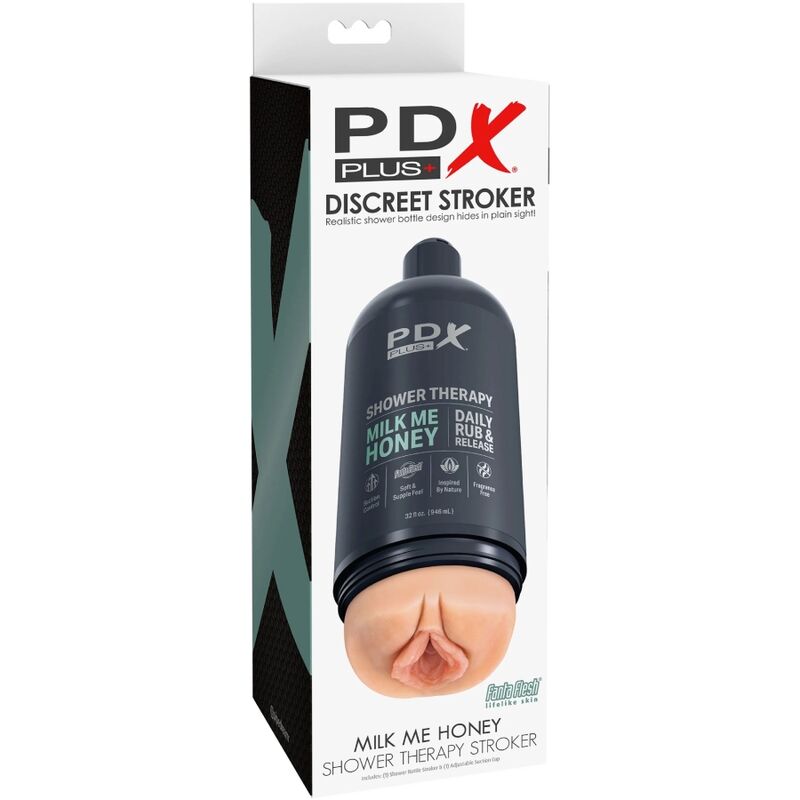 PDX PLUS - STROKER MASTURBATOR DISKRET DESIGN AV MILK ME HONEY SCHAMPOOFLASKA