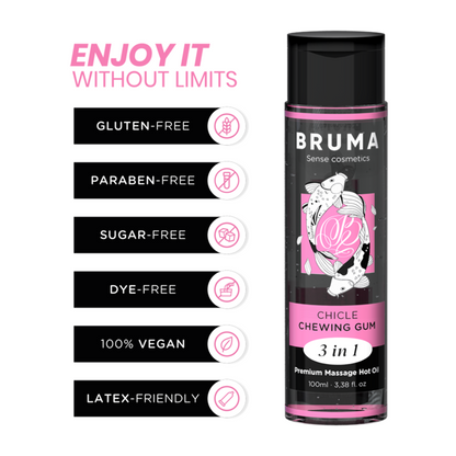 BRUMA - PREMIUM MASSAGE OIL WARMING EFFECT BUBBLEGUM FLAVOR 3 IN 1 - 100 ML