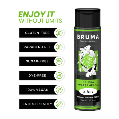 BRUMA - PREMIUM MASSAGE OIL WATERMELON FLAVOR WARMING EFFECT 3 IN 1 - 100 ML