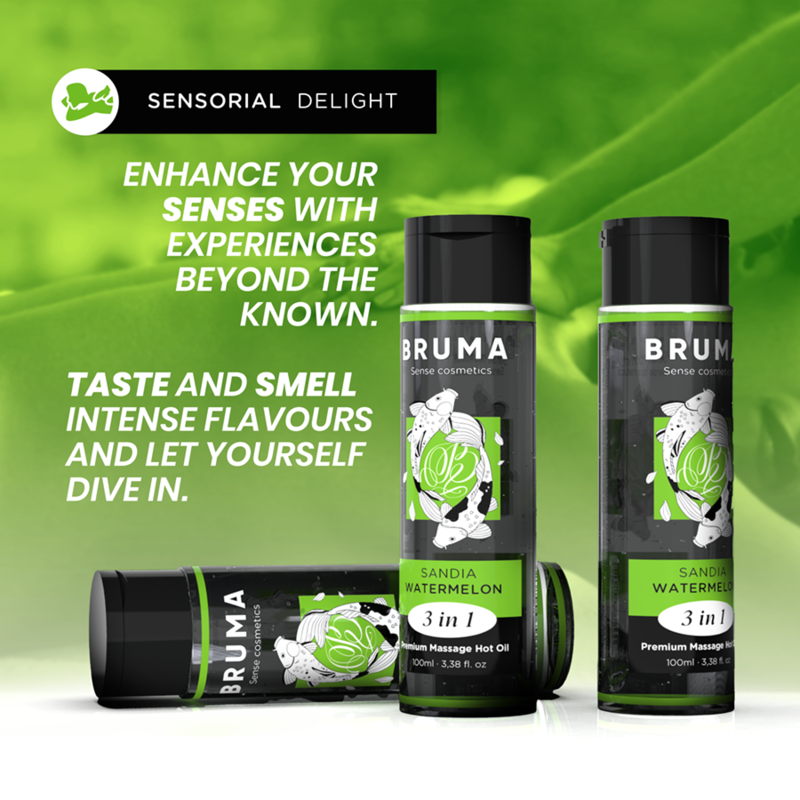 BRUMA - PREMIUM MASSAGE OIL WATERMELON FLAVOR WARMING EFFECT 3 IN 1 - 100 ML