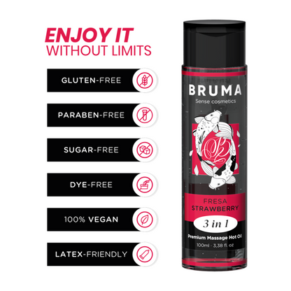 BRUMA - PREMIUM MASSAGE OIL WITH WARMING EFFECT AND STRAWBERRY FLAVOR 3 IN 1 - 100 ML