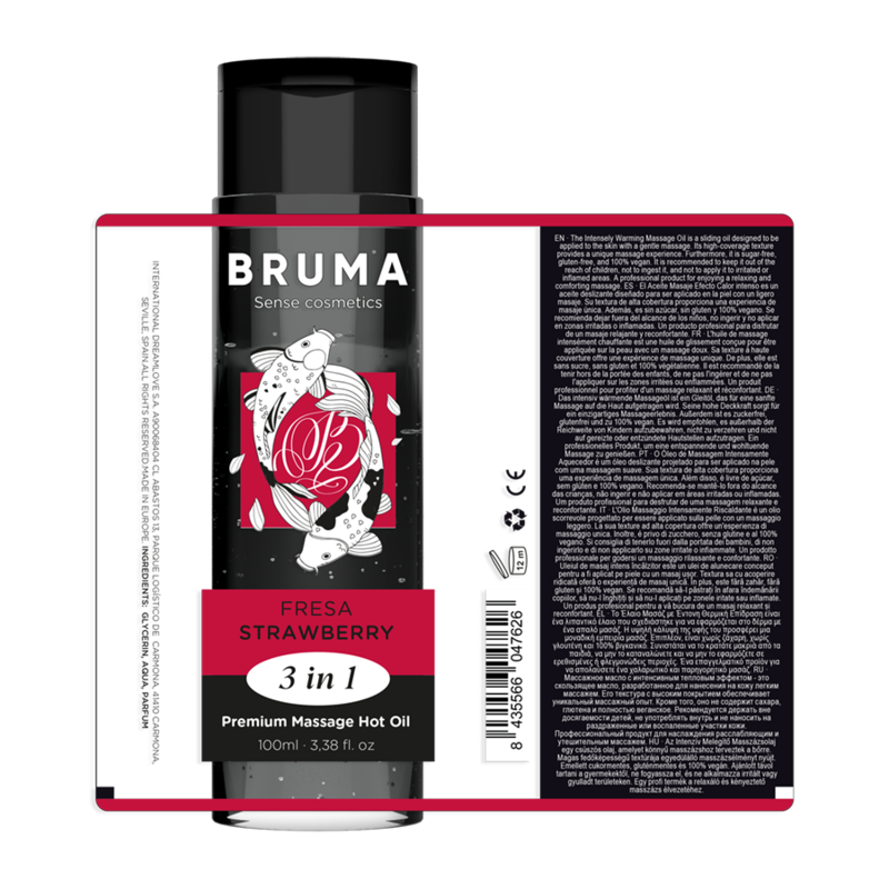 BRUMA - PREMIUM MASSAGE OIL WITH WARMING EFFECT AND STRAWBERRY FLAVOR 3 IN 1 - 100 ML