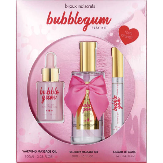 BIJOUX INDISCRETS - BUBBLEGUM PLAY KIT CON ACEITE GEL &amp; BRILLO DE LABIOS