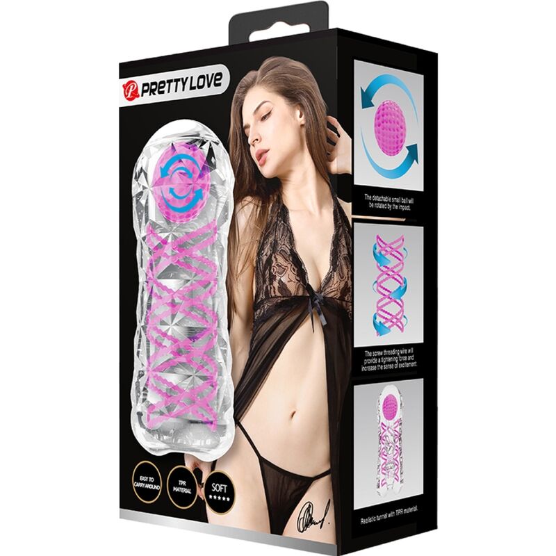 PRETTY LOVE - MASTURBADOR MASCULÍ FANTASY ESPIRAL INTERNA I BOLES TRANSPARENT