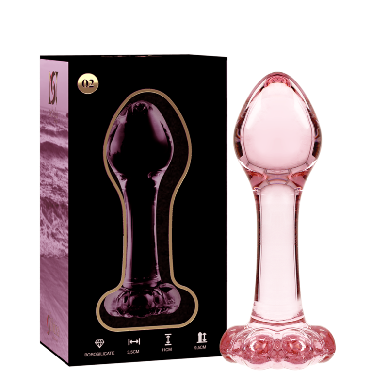 NEBULA SERIES BY IBIZA - MODEL 2 PINK GLASS PLUG 11 CM -OR- 3.5 CM