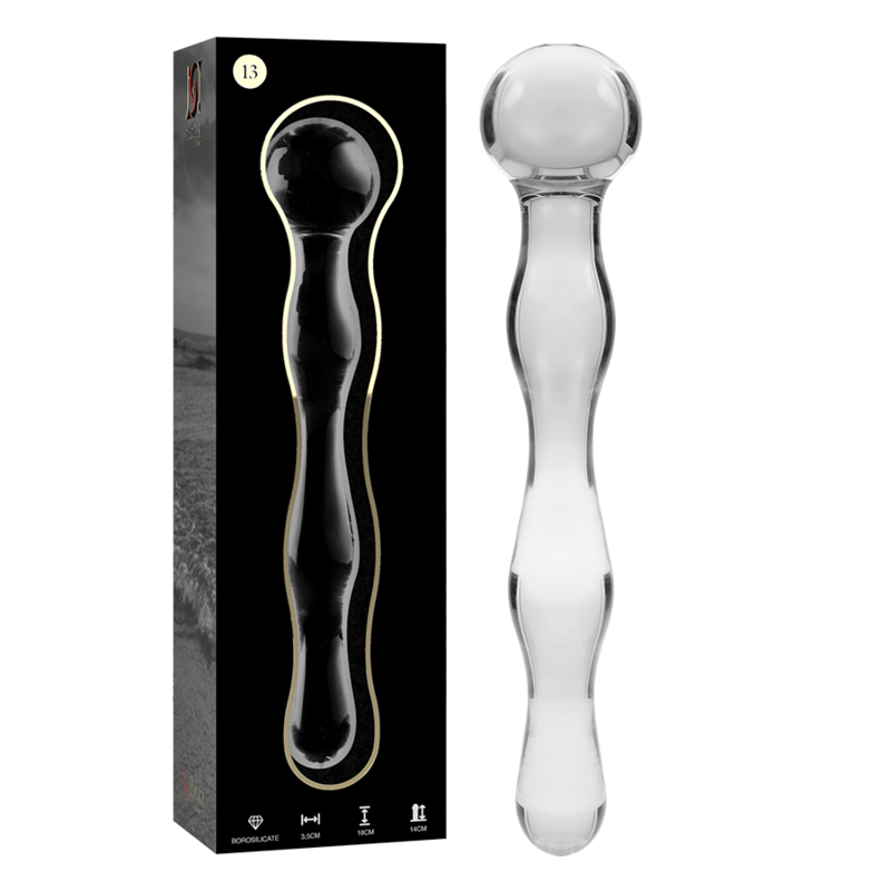 NEBULA SERIES BY IBIZA - MODEL 13 TRANSPARENT GLASS DILDO 18 CM -OR- 3.5 CM
