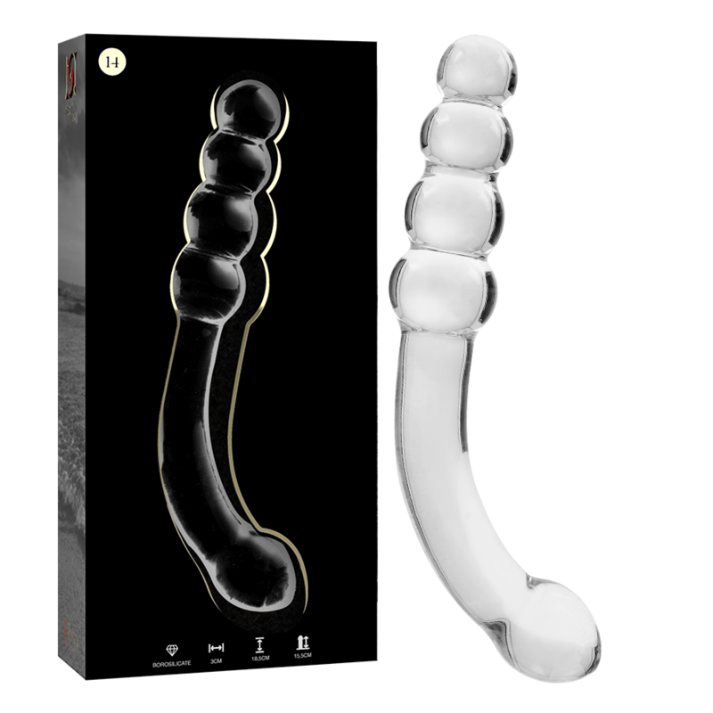 NEBULA SERIES BY IBIZA - MODEL 14 TRANSPARENT GLASS DILDO 18.5 CM -OR- 3 CM