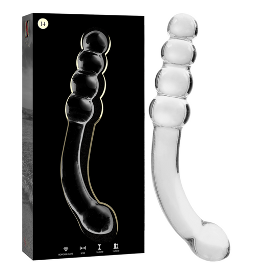 NEBULA SERIES BY IBIZA - MODEL 14 TRANSPARENT GLASS DILDO 18.5 CM -OR- 3 CM