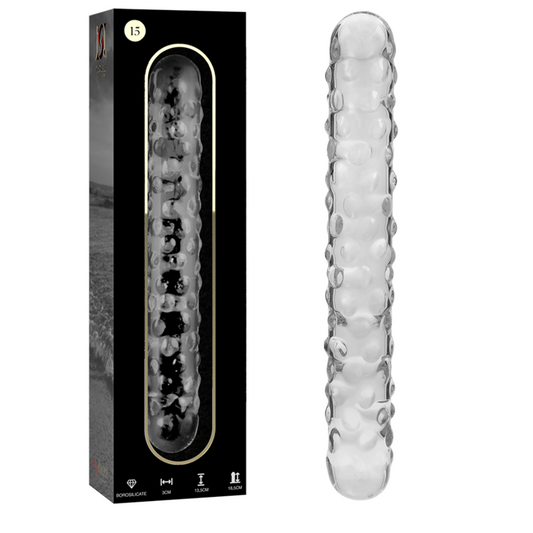 NEBULA SERIES BY IBIZA - MODEL 15 TRANSPARENT GLASS DILDO 18.5 CM -OR- 3 CM