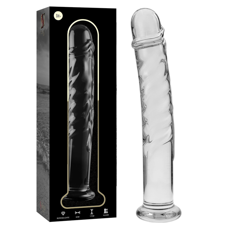 NEBULA SERIES BY IBIZA - MODEL 16 TRANSPARENT GLASS DILDO 18.5 CM -OR- 3 CM