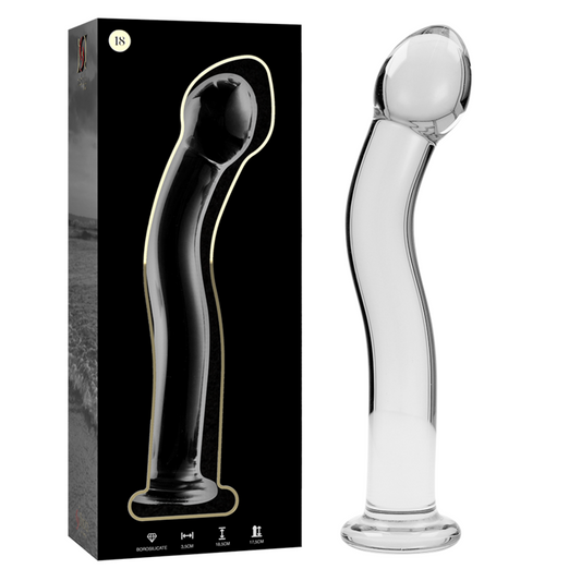 NEBULA SERIES BY IBIZA - MODEL 18 TRANSPARENT GLASS DILDO 18.5 CM -OR- 3.5 CM