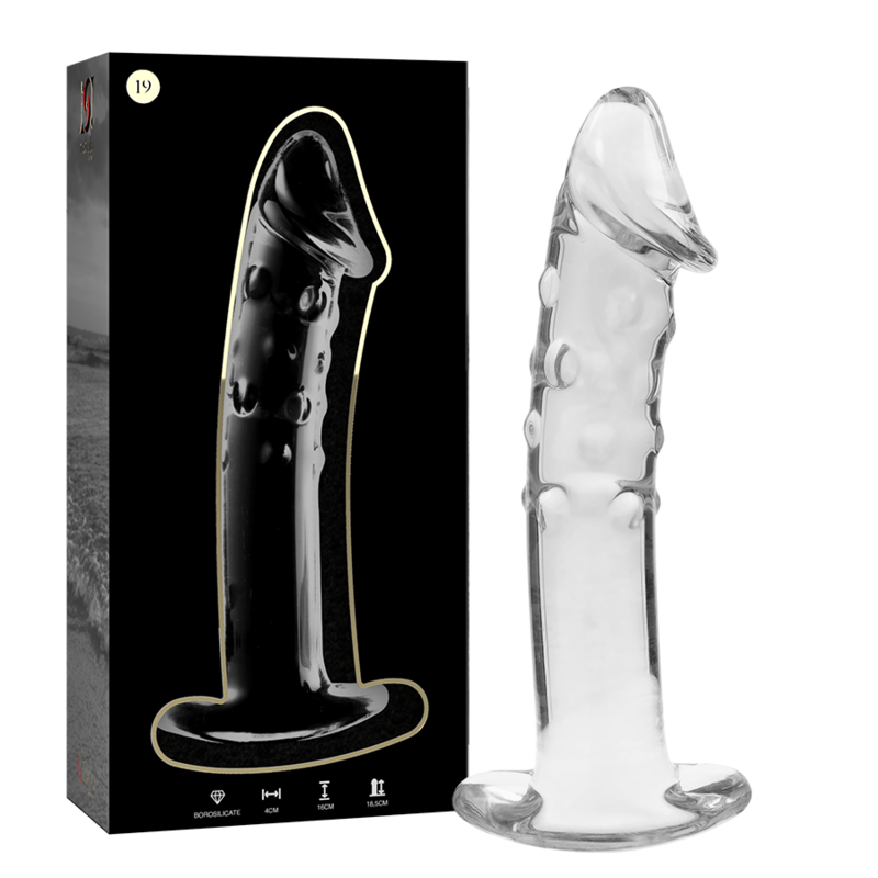 NEBULA SERIES BY IBIZA - MODEL 19 TRANSPARENT GLASS DILDO 18.5 CM -OR- 4 CM