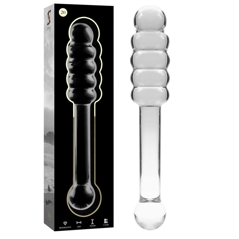 NEBULA SERIES BY IBIZA - MODEL 20 TRANSPARENT GLASS DILDO 20.5 CM -OR- 3 CM