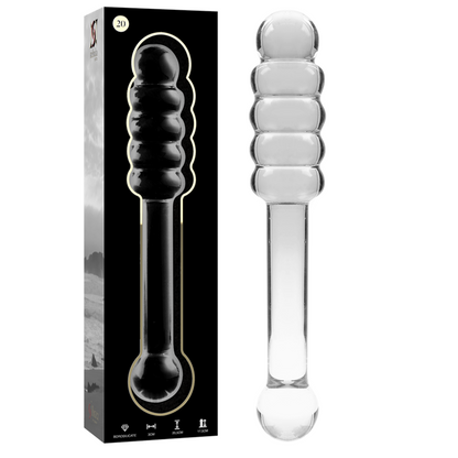 NEBULA SERIES BY IBIZA - MODEL 20 TRANSPARENT GLASS DILDO 20.5 CM -OR- 3 CM