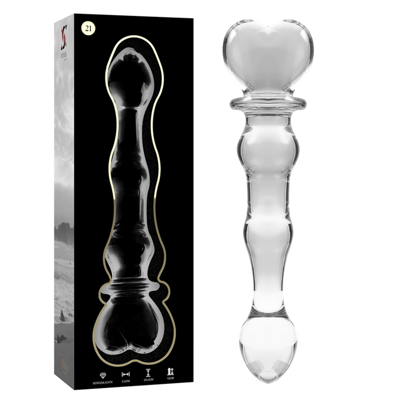 NEBULA SERIES BY IBIZA - MODEL 21 TRANSPARENT GLASS DILDO 20.5 CM -OR- 3.5 CM