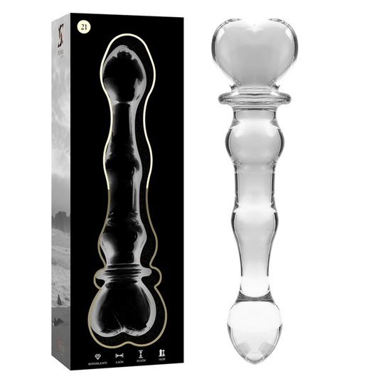 NEBULA SERIES BY IBIZA - MODEL 21 TRANSPARENT GLASS DILDO 20.5 CM -OR- 3.5 CM