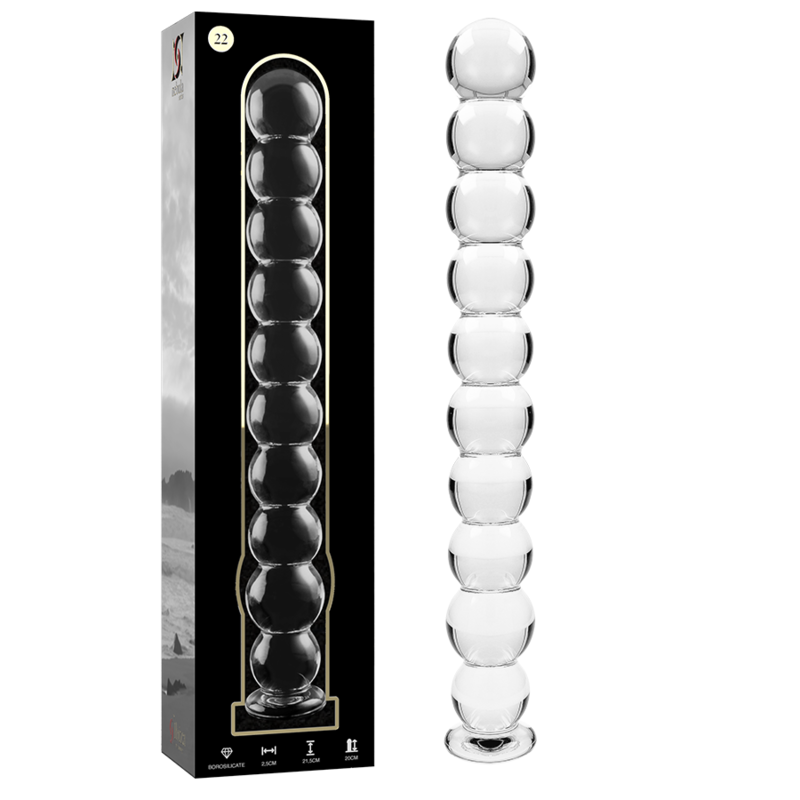 NEBULA SERIES BY IBIZA - MODEL 22 TRANSPARENT GLASS DILDO 21.5 CM -OR- 2.5 CM