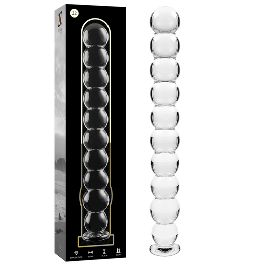 NEBULA SERIES BY IBIZA - MODEL 22 TRANSPARENT GLASS DILDO 21.5 CM -OR- 2.5 CM