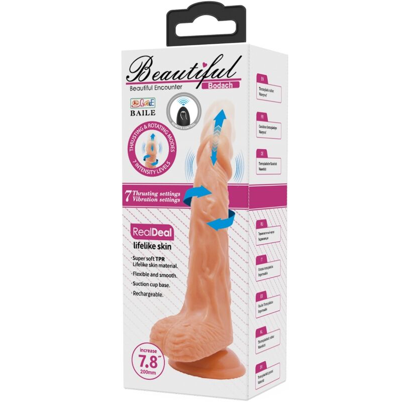 BODACH REALISTIC VIBRATOR WITH SUCTION CUP AND REMOTE CONTROL