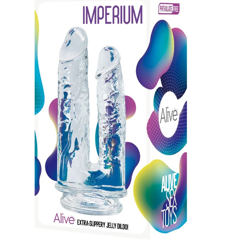 ALIVE - IMPERIUM PÉNIS REALISTA DUPLO TRANSPARENTE 12/14 CM