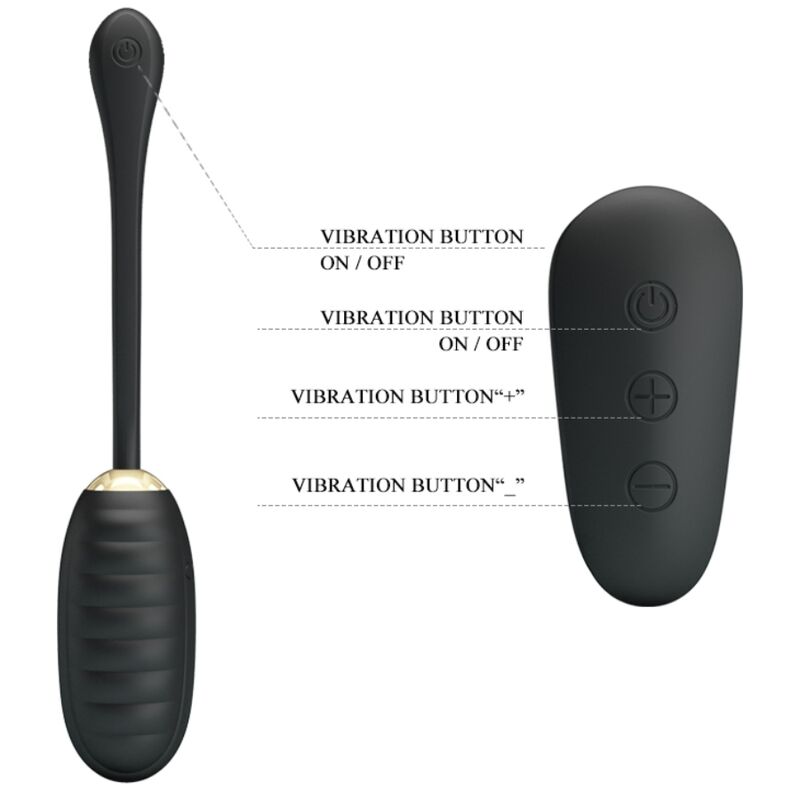 PRETTY LOVE - DOREEN LUXURY RECHARGEABLE BLACK VIBRATING EGG WITH REMOTE CONTROL