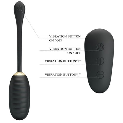 PRETTY LOVE - DOREEN LUXURY RECHARGEABLE BLACK VIBRATING EGG WITH REMOTE CONTROL