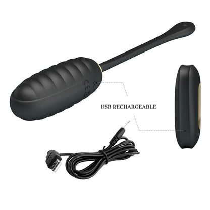PRETTY LOVE - DOREEN LUXURY RECHARGEABLE BLACK VIBRATING EGG WITH REMOTE CONTROL
