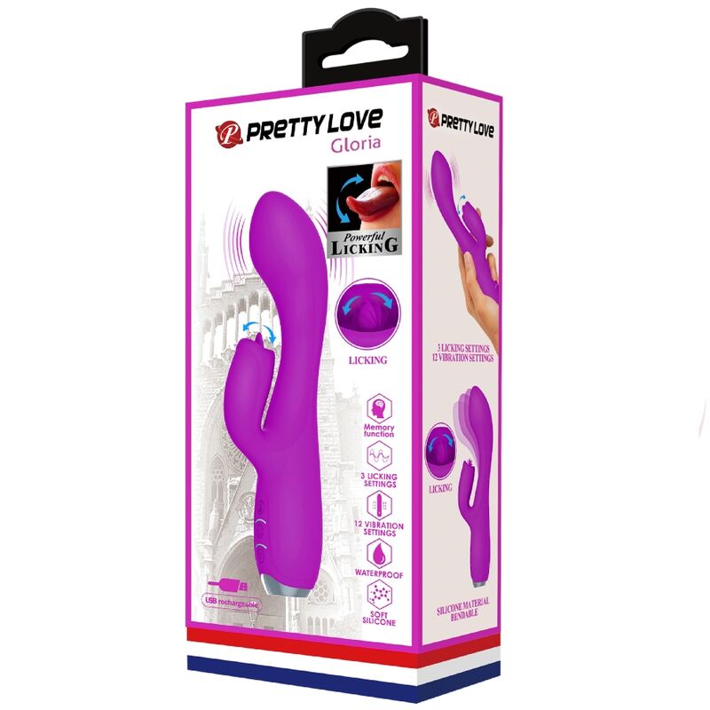 PRETTY LOVE - GLORIA RECHARGEABLE WATERPROOF RABBIT VIBRATOR PURPLE