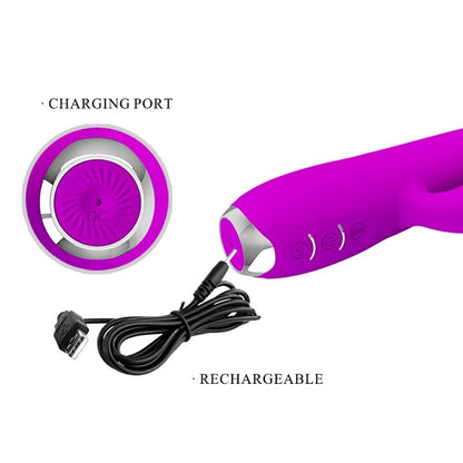 PRETTY LOVE - GLORIA RECHARGEABLE WATERPROOF RABBIT VIBRATOR PURPLE