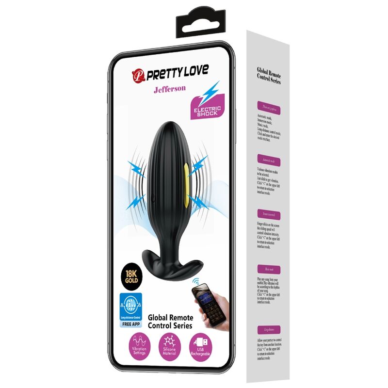 PRETTY LOVE - JEFFERSON APP-CONTROLLED ANAL PLUG BLACK
