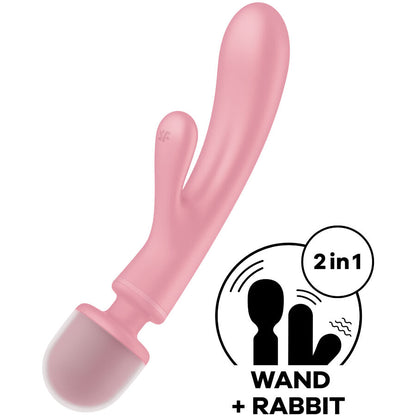 SATISFYER - TRIPLE LOVER RABBIT PINK VIBRATING MASSAGER